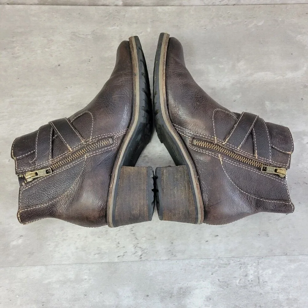 LL Bean Bootie Womens 6.5 Brown Double Buckle‎